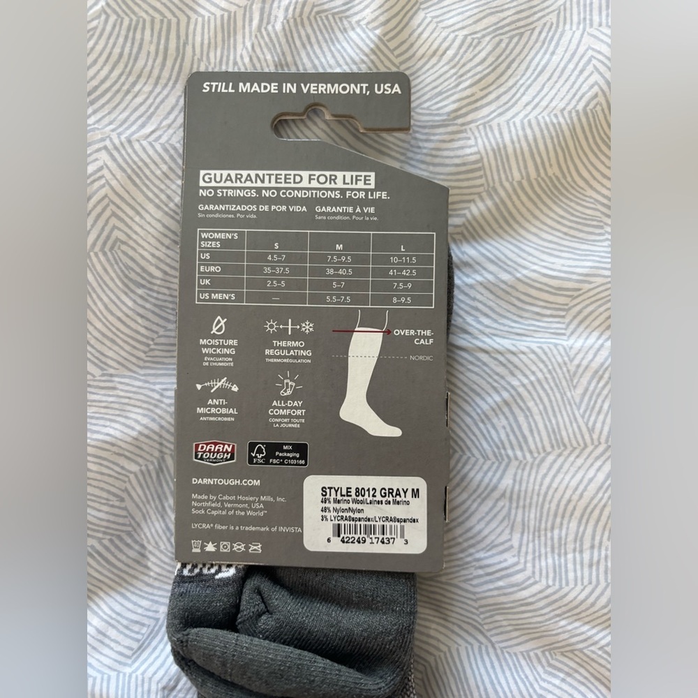 Darn Tough Women's Merino Wool Snow Socks - Gray and Purple - Picture 2 of 2